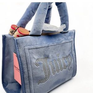 Juicy Couture slate blue big spender velour mini tote and wallet set